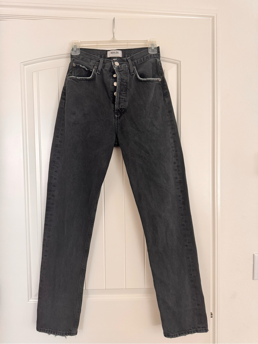 AGOLDE Black High-Rise Button-Fly Jeans size 24